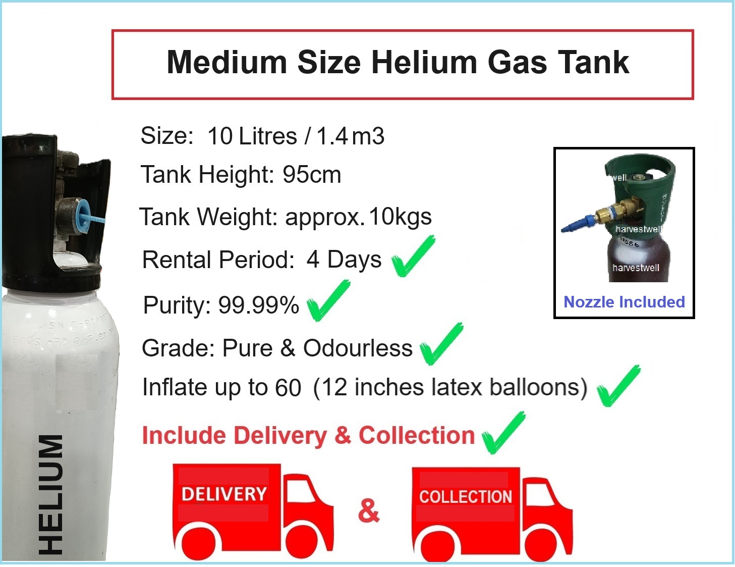 Medium Helium Gas Tank Include Delivery and Collection